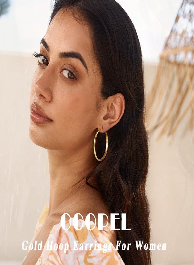 OOOPEL Gold Hoop Earrings For Women Large Gold Hoop Earrings Lightweight Big Golden Hoop Earrings For Women - Image 2